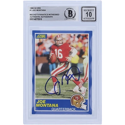 Joe Montana San Francisco 49ers Autographed 1989 Score #1 Beckett Fanatics Witnessed Authenticated 10 Card