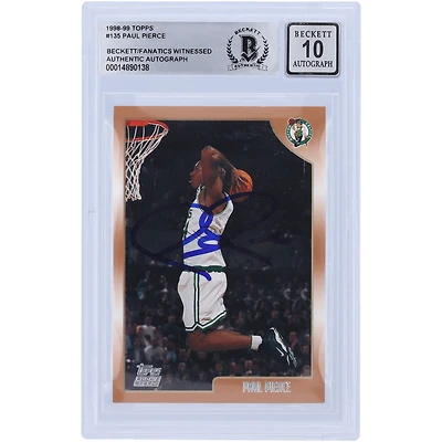 Paul Pierce Boston Celtics Autographed 1998-99 Topps #135 Beckett Fanatics Witnessed Authenticated 10 Rookie Card