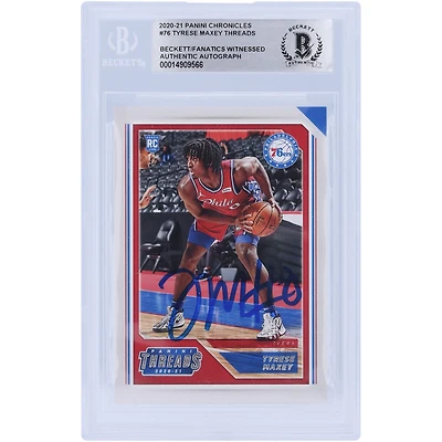 Tyrese Maxey Philadelphia 76ers Autographed 2020-21 Panini Chronicles Threads #76 Beckett Fanatics Witnessed Authenticated Rookie Card