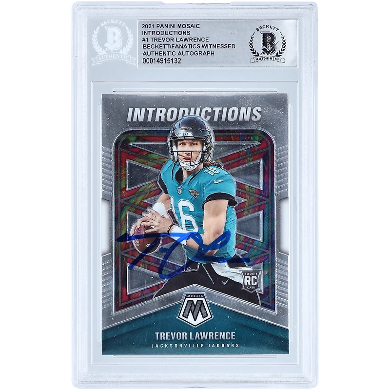 Trevor Lawrence Jacksonville Jaguars Autographed 2021 Panini Mosaic Introductions #I-1 Beckett Fanatics Witnessed Authenticated Rookie Card