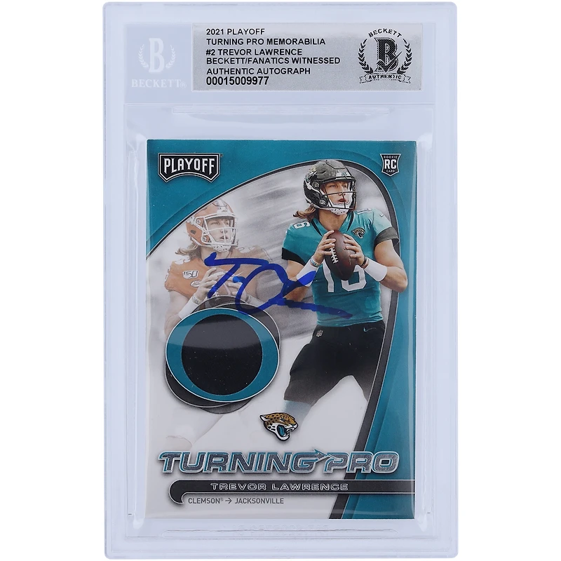 Trevor Lawrence Jacksonville Jaguars Autographed 2021 Panini Playoff Turning Pro Relic #TP-TLR Beckett Fanatics Witnessed Authenticated Rookie 10 Card