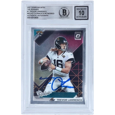 Trevor Lawrence Jacksonville Jaguars Autographed 2021 Panini Donruss Optic The Rookies #TR-1 Beckett Fanatics Witnessed Authenticated 10 Rookie Card