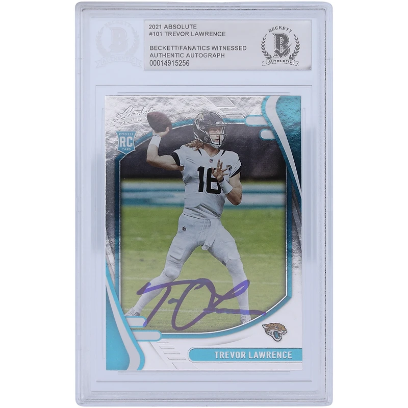 Trevor Lawrence Jacksonville Jaguars Autographed 2021 Panini Absolute #101 Beckett Fanatics Witnessed Authenticated Rookie Card