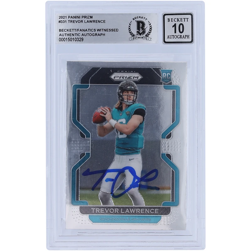 Trevor Lawrence Jacksonville Jaguars Autographed 2021 Panini Prizm #331 Beckett Fanatics Witnessed Authenticated Rookie Card