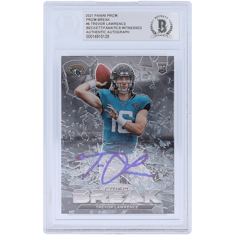 Trevor Lawrence Jacksonville Jaguars Autographed 2021 Panini Prizm Break #PB-6 Beckett Fanatics Witnessed Authenticated Rookie Card