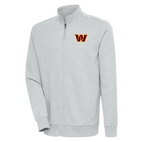 Men's Antigua Heather Gray Washington Commanders Action Full-Zip Jacket
