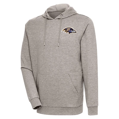 Men's Antigua Oatmeal Baltimore Ravens Action Lightweight Pullover Hoodie