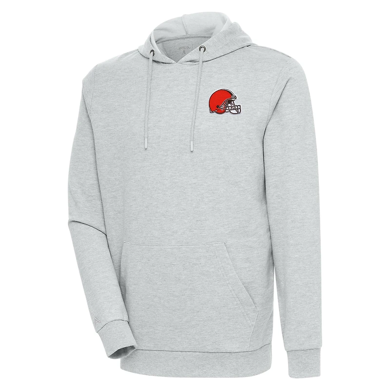 Men's Antigua Heather Gray Cleveland Browns Action Lightweight Pullover Hoodie