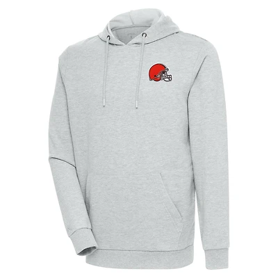 Men's Antigua Heather Gray Cleveland Browns Action Lightweight Pullover Hoodie