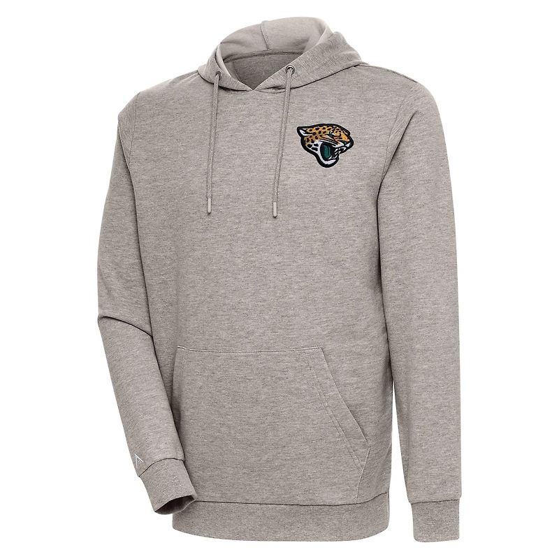 Men's Antigua Oatmeal Jacksonville Jaguars Action Lightweight Pullover Hoodie