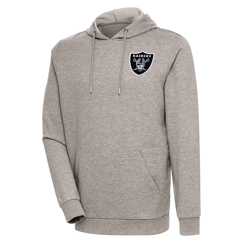Men's Antigua Oatmeal Las Vegas Raiders Action Lightweight Pullover Hoodie