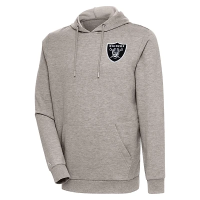 Men's Antigua Oatmeal Las Vegas Raiders Action Lightweight Pullover Hoodie