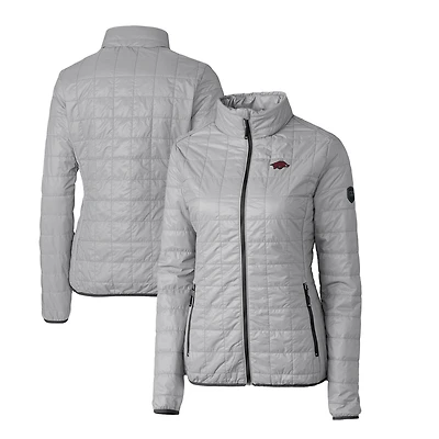 Women's Cutter & Buck Gray Arkansas Razorbacks Rainier Eco Insulated Puffer Full-Zip Jacket