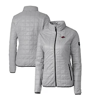 Women's Cutter & Buck Gray Arkansas Razorbacks Rainier Eco Insulated Puffer Full-Zip Jacket