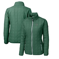 Women's Cutter & Buck Heather Green Hawaii Warriors Rainier Eco Insulated Puffer Full-Zip Jacket