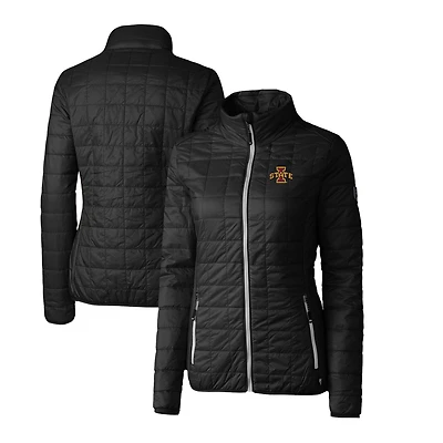 Women's Cutter & Buck Black Iowa State Cyclones Rainier Eco Insulated Puffer Full-Zip Jacket