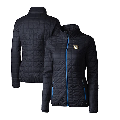 Women's Cutter & Buck Navy Marquette Golden Eagles Rainier Eco Insulated Puffer Full-Zip Jacket