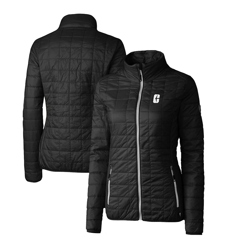Women's Cutter & Buck Black Charlotte 49ers Rainier Eco Insulated Puffer Full-Zip Jacket