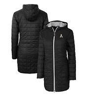 Women's Cutter & Buck Black Appalachian State Mountaineers Rainier Primaloft Eco Hooded Long Coat