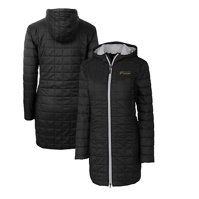 Women's Cutter & Buck Black Florida A&M Rattlers Rainier Primaloft Eco Hooded Long Coat