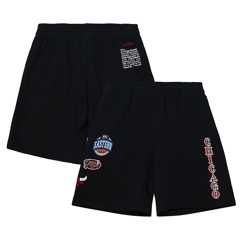 Men's Mitchell & Ness Black Chicago Bulls Team Origins Fleece Shorts