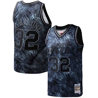 Men's Mitchell & Ness Karl Malone Black Utah Jazz Hardwood Classics 1991/92 Tie-Dye Swingman Jersey