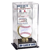 David Ortiz Boston Red Sox Autographed Baseball with Career Statistics Tall Gold Glove Display Case