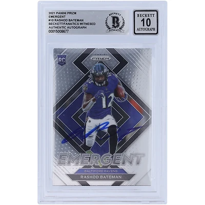 Panini America Rashod Bateman Baltimore Ravens Autographed 2021 Panini Prizm Emergent #E-10 Beckett Fanatics Witnessed Authenticated 10 Rookie Card