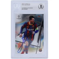 Topps Lionel Messi Barcelona Autographed 2020-21 Topps Finest UCL #100 BAS Authenticated Card