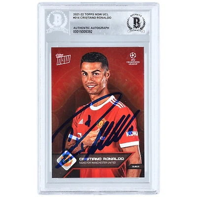 Cristiano Ronaldo Manchester United Autographed 2021-22 Topps Now UCL #014 BAS Authenticated Card