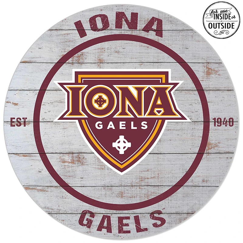 Iona University Gaels 20'' x 20'' Indoor/Outdoor Weathered Circle Sign