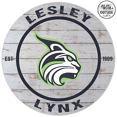 Lesley Lynx 20'' x 20'' Indoor/Outdoor Weathered Circle Sign