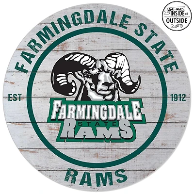 SUNY Farmingdale State Rams 20'' x 20'' Indoor/Outdoor Weathered Circle Sign