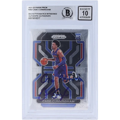 Cade Cunningham Detroit Pistons Autographed 2021-22 Panini Prizm #282 Beckett Fanatics Witnessed Authenticated 10 Rookie Card with "Go Pistons" Inscription