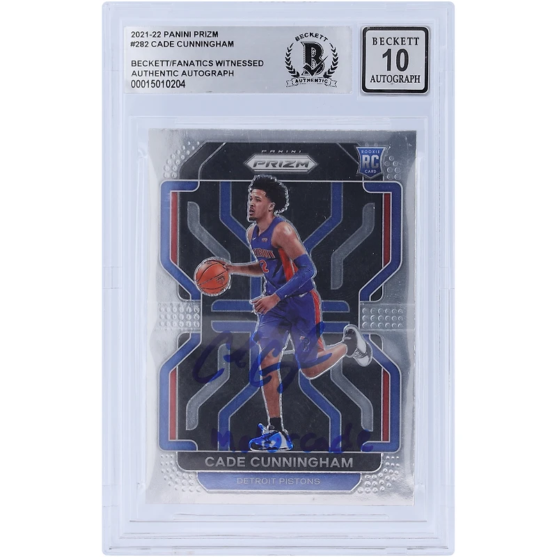 Cade Cunningham Detroit Pistons Autographed 2021-22 Panini Prizm #282 Beckett Fanatics Witnessed Authenticated 10 Rookie Card with "Motorcade" Inscription