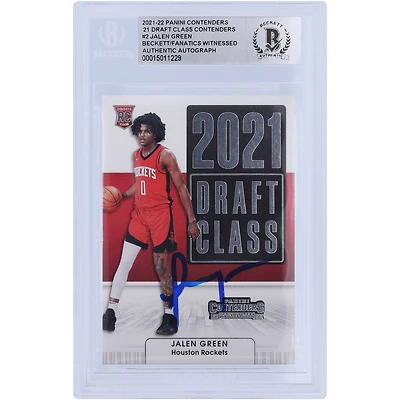 Jalen Green Houston Rockets Autographed 2021-22 Panini Contenders 2021 Draft Class #2 Beckett Fanatics Witnessed Authenticated Rookie Card
