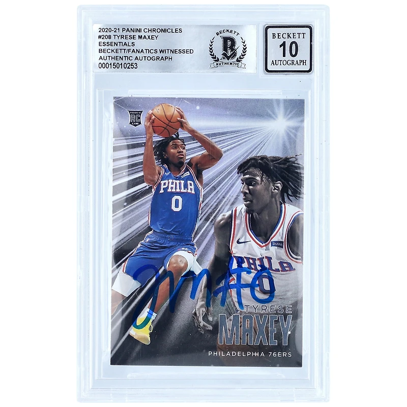 Tyrese Maxey Philadelphia 76ers Autographed 2020-21 Panini Chronicles #208 Beckett Fanatics Witnessed Authenticated 10 Rookie Card