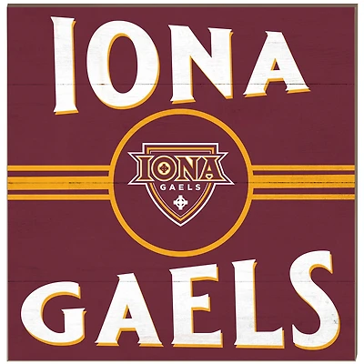 Iona University Gaels 10" x 10" Retro Team Sign