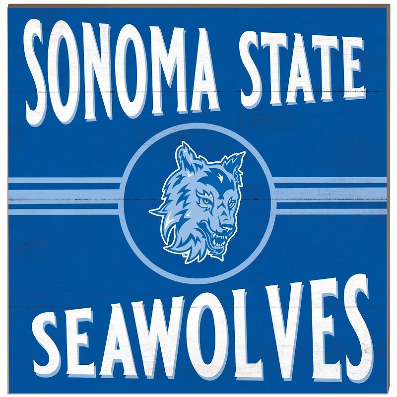 Sonoma State Seawolves 10" x 10" Retro Team Sign