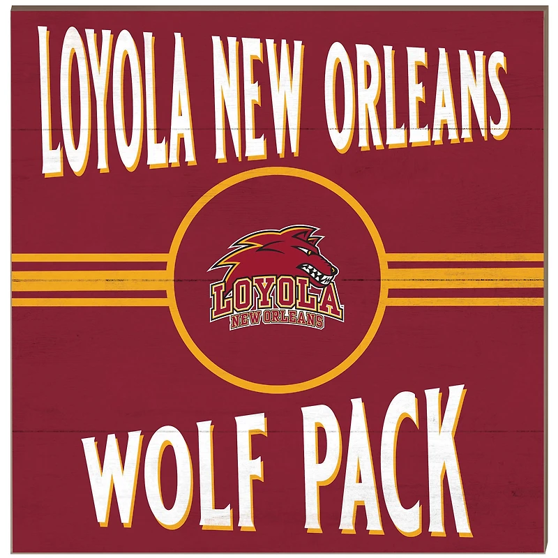 Loyola New Orleans Wolf Pack 10" x 10" Retro Team Sign