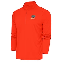 Men's Antigua Orange Florida Gators Basketball Tribute Quarter-Zip Pullover Top