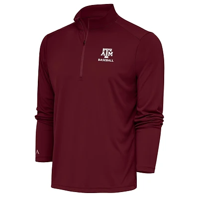 Men's Antigua Maroon Texas A&M Aggies Baseball Tribute Quarter-Zip Pullover Top