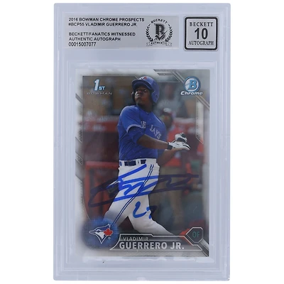 Vladimir Guerrero Jr. Toronto Blue Jays Autographed 2016 Bowman Chrome Prospects 1st Bowman #BCP55 Beckett Fanatics Witnessed Authenticated 10 Card