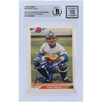 Mike Piazza Los Angeles Dodgers Autographed 1992 Bowman Series 1 #461 Beckett Fanatics Witnessed Authenticated 10 Rookie Card with "HOF 2016" Inscription