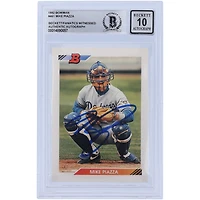 Mike Piazza Los Angeles Dodgers Autographed 1992 Bowman Series 1 #461 Beckett Fanatics Witnessed Authenticated 10 Rookie Card