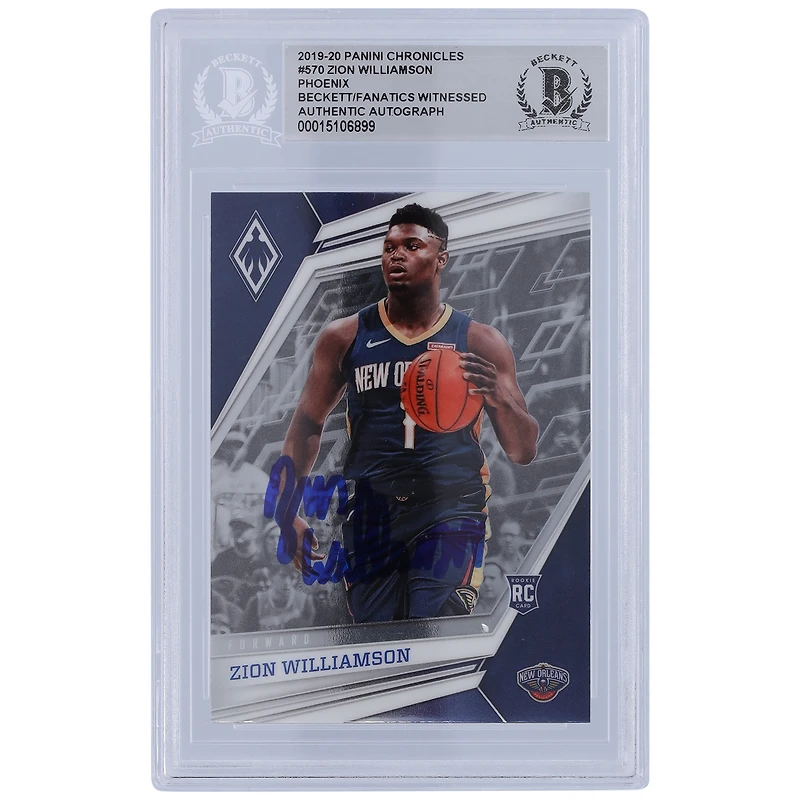 Zion Williamson New Orleans Pelicans Autographed 2019-20 Panini Chronicles Phoenix #570 Beckett Fanatics Witnessed Authenticated Rookie Card