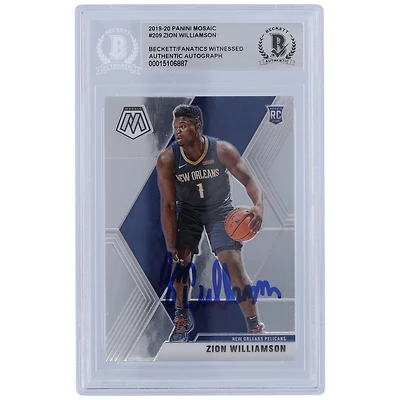 Zion Williamson New Orleans Pelicans Autographed 2019-20 Panini Mosaic #209 Beckett Fanatics Witnessed Authenticated Rookie Card
