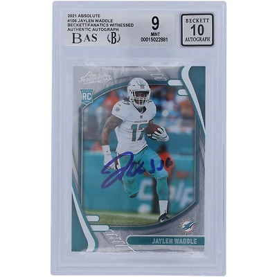 Jaylen Waddle Miami Dolphins Autographed 2021 Panini Absolute #106 Beckett Fanatics Witnessed Authenticated 9/10 Rookie Card