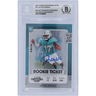 Jaylen Waddle Miami Dolphins Autographed 2021 Panini Contenders Optic Rookie Ticket #73 Beckett Fanatics Witnessed Authenticated 10 Rookie Card