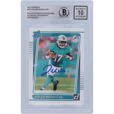 Jaylen Waddle Miami Dolphins Autographed 2021 Panini Donruss Rated Rookie #263 Beckett Fanatics Witnessed Authenticated 10 Rookie Card